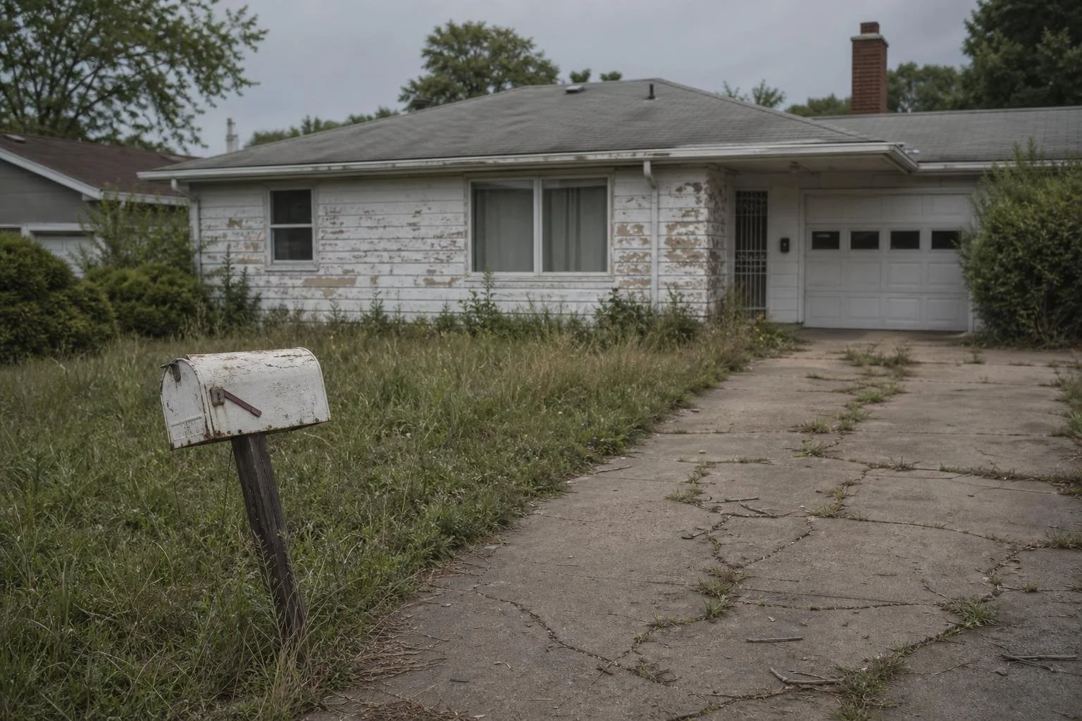 Abandoned house interior with decaying furniture